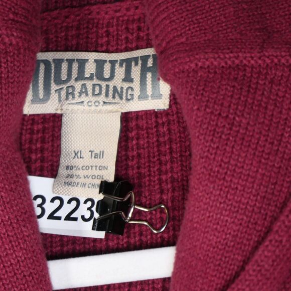 Duluth Trading Maroon Brown Sweater Mens XL Tall XLT Heavyweight Cotton Wool - Picture 9 of 9